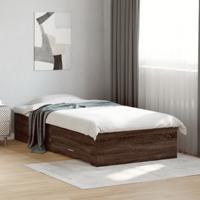 Bedframe met lades bewerkt hout bruin eikenkleurig 75x190 cm - thumbnail