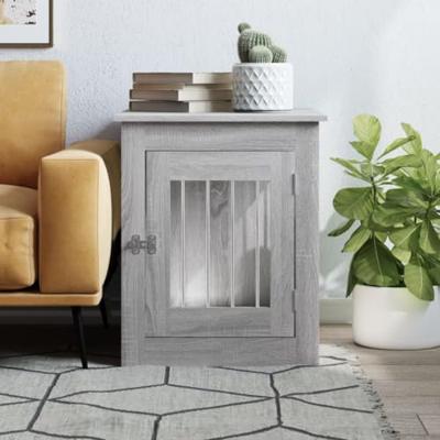 VidaXL Hondenbench 55x75x65 cm bewerkt hout grijs sonoma