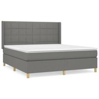 Boxspring met matras stof donkergrijs 160x200 cm - thumbnail