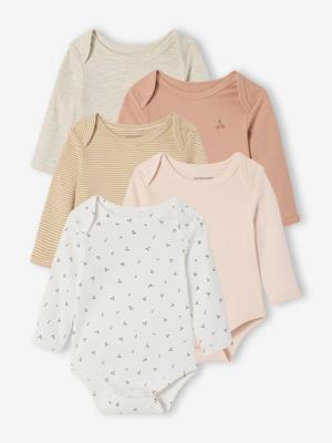 Set van 5 body's voor pasgeborenen met Amerikaanse opening lichtroze