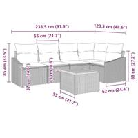 Tuinbankenset met opslag 6 pcs Beige en Licht Grijs poly rattan - thumbnail