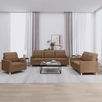 4-delige Loungeset met kussens stof bruin - thumbnail