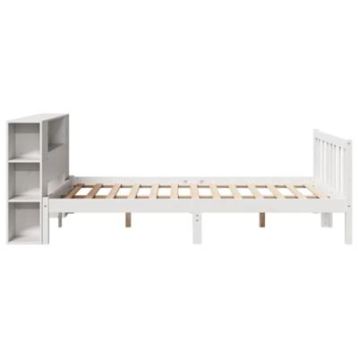 Bed met boekenkast zonder matras grenenhout wit 140x200 cm