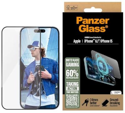 PanzerGlass Gaming 2857 Screenprotector (glas) Apple iPhone 15, iPhone 16 1 stuk(s) Anti-vingerafdruk, Krasvast