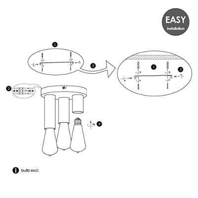 Moderne LED Plafondlamp Marna - Zwart - Rond - 19/19/16.5cm - geschikt voor E27 fitting - 3 lichts Plafondlamp gemaakt van metaal