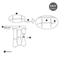 Moderne LED Plafondlamp Marna - Zwart - Rond - 19/19/16.5cm - geschikt voor E27 fitting - 3 lichts Plafondlamp gemaakt van metaal - thumbnail
