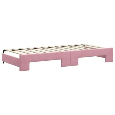 Slaapbank met onderschuifbed en lades 90x200 cm fluweel roze