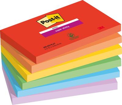 Post-it Super Sticky notes Playful, 90 vel, ft 76 x 127 mm, geassorteerde kleuren, pak van 6 blokken Post-it Super Sticky notes Playful, 90 vel, ft 76 x 127 mm, geassorteerde kleuren, pak van 6 blokken