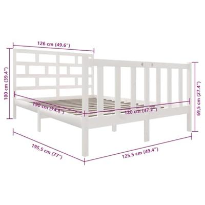 Bedframe massief grenenhout wit 120x190 cm