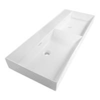 Brauer Lunar Wastafel - 120 cm - met 2 Spoelbakken en 0 Kraangaten - Keramiek Hoogglans Wit - thumbnail