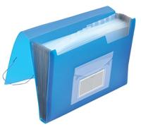Q-CONNECT voorordner, A4, PP, met 13 vakken, elastieksluiting, transparant blauw - thumbnail