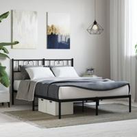 Bedframe met hoofdbord metaal zwart 120x190 cm - thumbnail