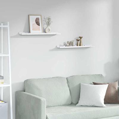 Wandplank met plank 2 pcs Wit Marmer 60 x 9 x 3 cm Bewerkt hout Wandplank met plank 2 pcs Wit Marmer 60 x 9 x 3 cm Bewerkt hout
