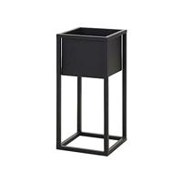 H&S Collection bloempot op standaard 50 cm metaal zwart - thumbnail