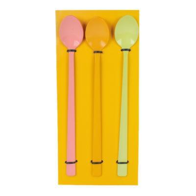 Lepel Cocktail metaal roze/geel/groen 22 cm set van 3 B-keus | 24 stuks