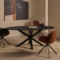 Kave Home Ovale Eettafel 'Argo' Glas, 200 x 100cm, kleur Zwart - thumbnail