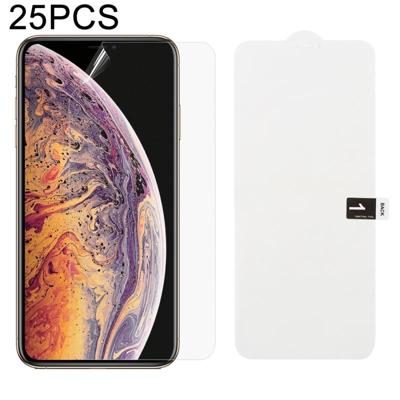 25 stuks zachte hydrogel film volledige dekking voorkant beschermer met alcohol katoen + kraskaart voor iPhone XS Max