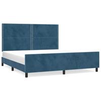 Bedframe met hoofdeinde fluweel donkerblauw 180x200 cm - thumbnail