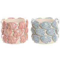 Grondlegger Home ESPRIT Blauw Koraal Keramisch Mediterrane 18 x 18 x 15 cm (2 Stuks) - thumbnail