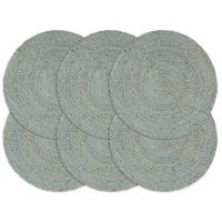 VidaXL Placemats 6 st rond 38 cm jute olijfgroen - thumbnail