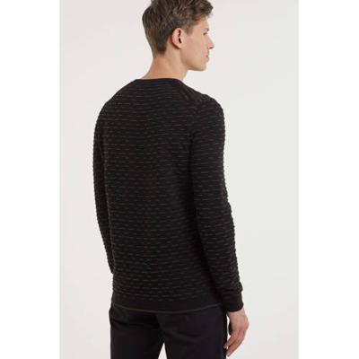 Cast Iron trui met all over print en textuur zwart/groen Cast Iron trui met all over print en textuur zwart/groen