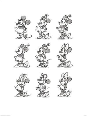 Kunstdruk Minnie Mouse - Sketched Multi 60x80cm Kunstdruk Minnie Mouse - Sketched Multi 60x80cm