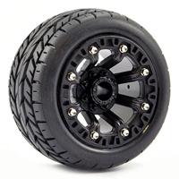 Fastrax Arrow banden op zwarte 8-spaaks velgen - 1/16 E-Revo, Summit, Savage XS - thumbnail