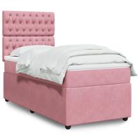 Boxspring met matras fluweel roze 160x200 cm - thumbnail