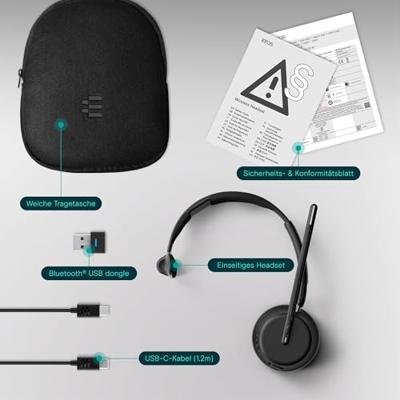 EPOS Impact 1030 On Ear headset Bluetooth Mono Zwart Headset, Mono Computer