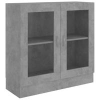 Vitrinekast 82,5x30,5x80 cm bewerkt hout betongrijs - thumbnail