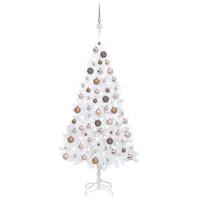 VidaXL Kunstkerstboom met verlichting en kerstballen 120 cm pvc wit - thumbnail