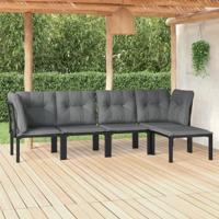 5-delige Loungeset poly rattan zwart en grijs - thumbnail
