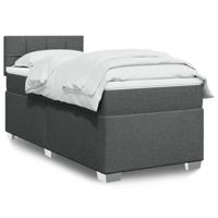 Boxspring met matras stof donkergrijs 90x200 cm - thumbnail
