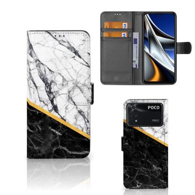 Xiaomi Poco X4 Pro 5G | Bookcase | Marmer Wit Zwart - Origineel Cadeau Man