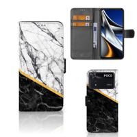 Xiaomi Poco X4 Pro 5G | Bookcase | Marmer Wit Zwart - Origineel Cadeau Man - thumbnail