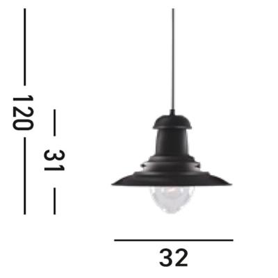 Searchlight Zwarte hanglampFisherman Ø 32cm - 4301BK