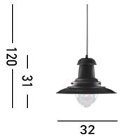 Searchlight Zwarte hanglampFisherman Ø 32cm - 4301BK - thumbnail