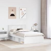 Bedframe met hoofdeinde Wit 120 x 190 cm Massief grenenhout - thumbnail