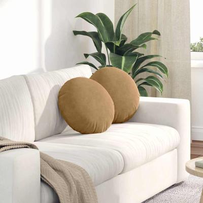 VidaXL Zitkussens 2 stuks bruin ø 40 x 13 cm fluweel