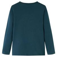 Kindershirt met lange mouwen bloemenprint 104 donkergroen - thumbnail