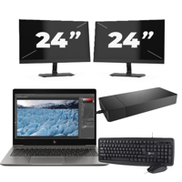 HP ZBook 14u G6 - Intel Core i7-8e Generatie - 14 inch - 8GB RAM - 256GB SSD - Windows 11 + 2x 24 inch Monitor - thumbnail