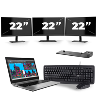 HP ZBook 15 G5 - Intel Core i7-8e Generatie - 15 inch - 16GB RAM - 256GB SSD - Windows 11 + 3x 22 inch Monitor - thumbnail