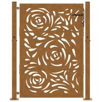 Poort met vlamontwerp 105x130 cm weervast staal - thumbnail