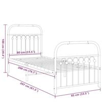 Bedframe met hoofd- en voeteneinde metaal wit 80x200 cm - thumbnail
