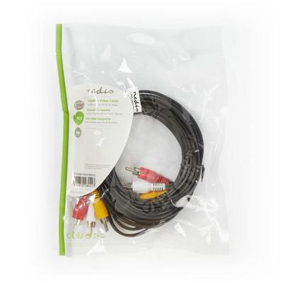 Nedis Composiet Videokabel | 3x RCA Male | 3x RCA Male | 5 m | 1 stuks - CVGP24300BK50 CVGP24300BK50