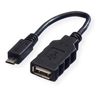 ROLINE USB 2.0 Kabel, USB A Female - Micro USB B Male, OTG, 0,15 m - thumbnail