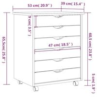 Ladekast MOSS verrijdbaar massief grenenhout grijs - thumbnail