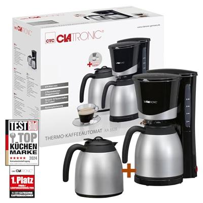 Clatronic KA 3328 Koffiezetapparaat Zwart, Zilver 870 W Capaciteit koppen: 10 Met thermoskan
