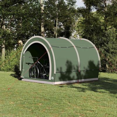 Fietstent met dak met opslag Groen 256 x 222 x 182 cm