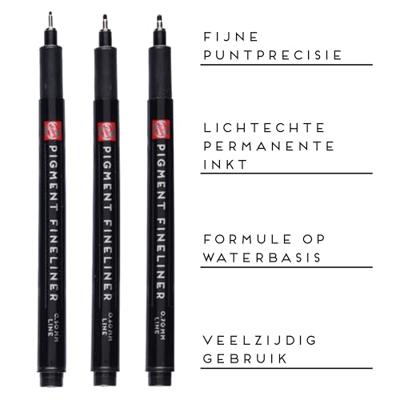 Talens • pigment fineliner set vet, 3 stuks